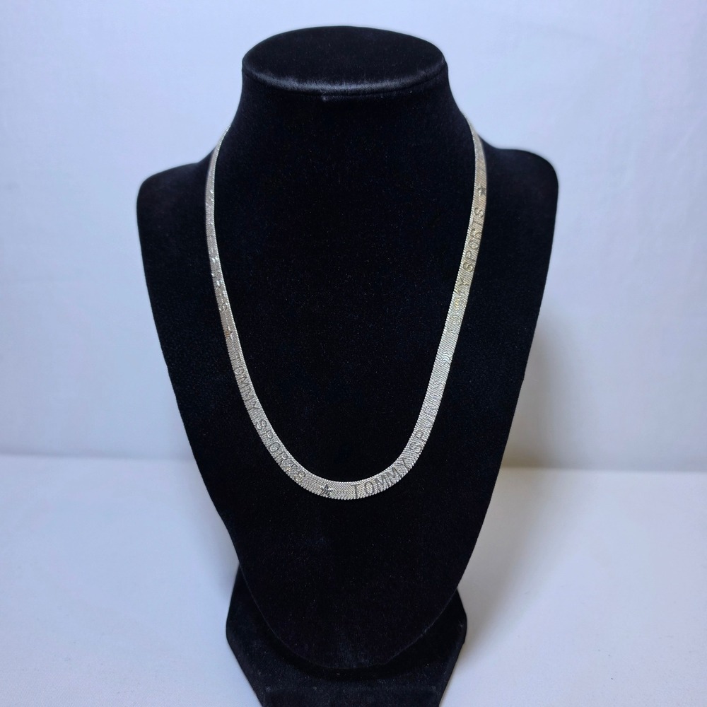 Vintage 90s Tommy Sports Tommy Hilfiger Silver Tone Flat Chain Necklace 18"